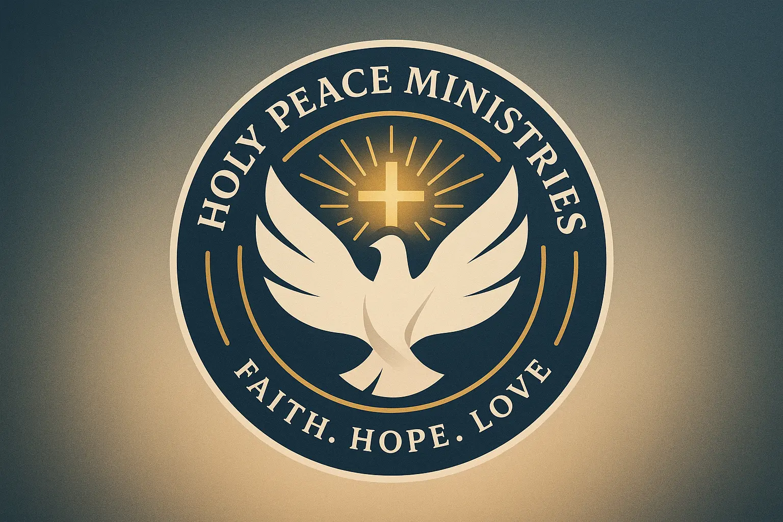 Minimalist Church Logo template with radiant cross and hands