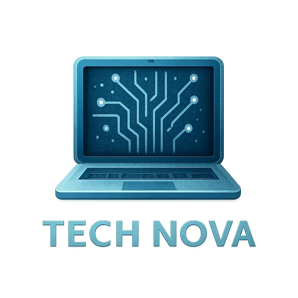 Tech Nova Computer Logo template with glowing circuit board
