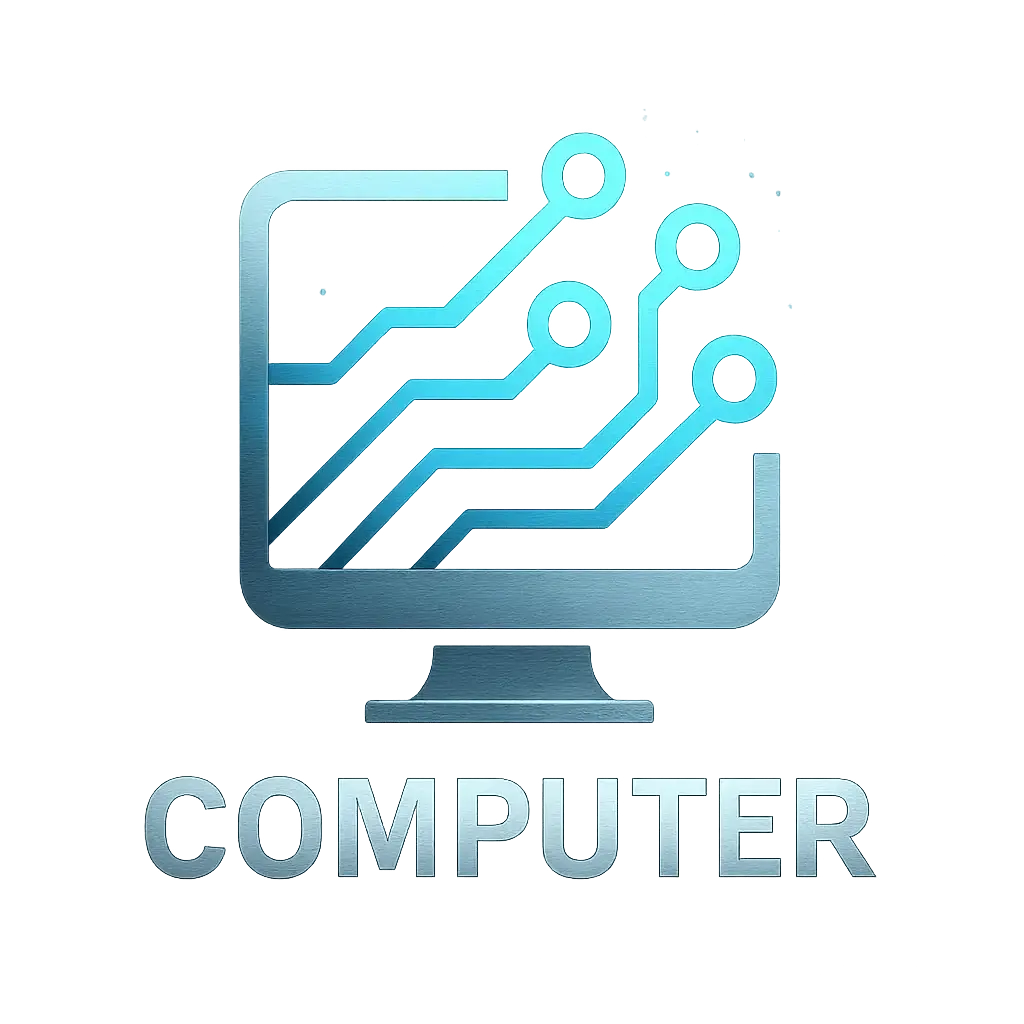 Futuristic Computer Logo template with digital circuit design