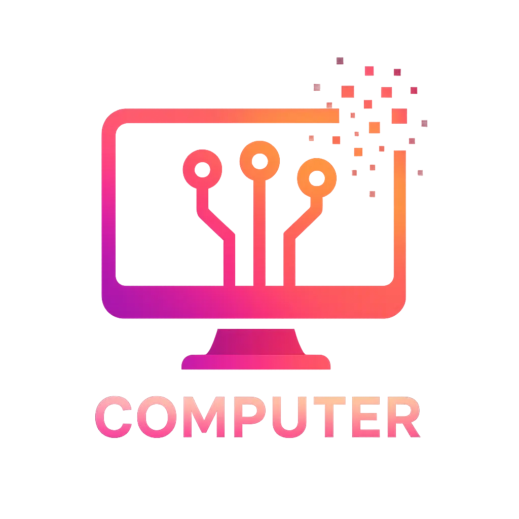 Modern Computer Logo template with gradient tech motif
