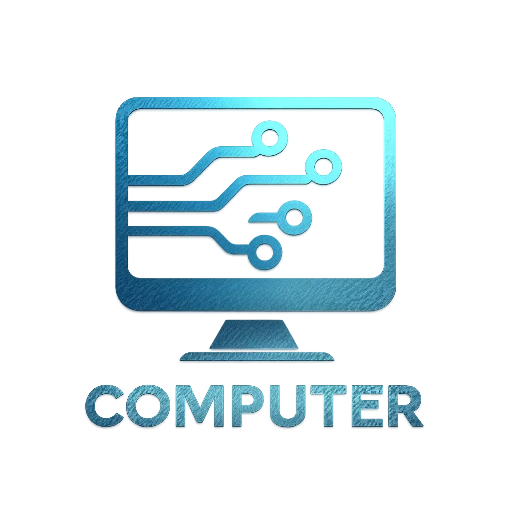 Futuristic computer logo template with circuit design.
