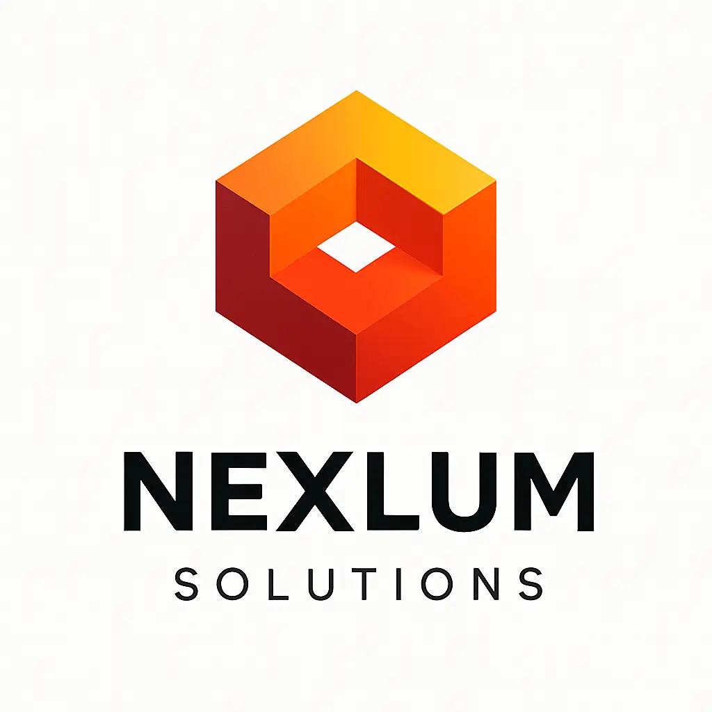 Geometric Computer Logo template with bold 3D chevron design