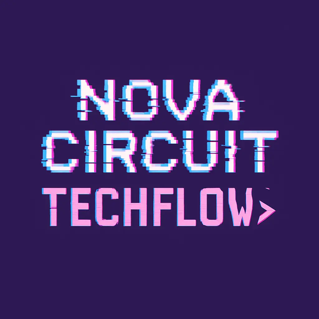 Futuristic glitch-style Computer Logo template in purple tones