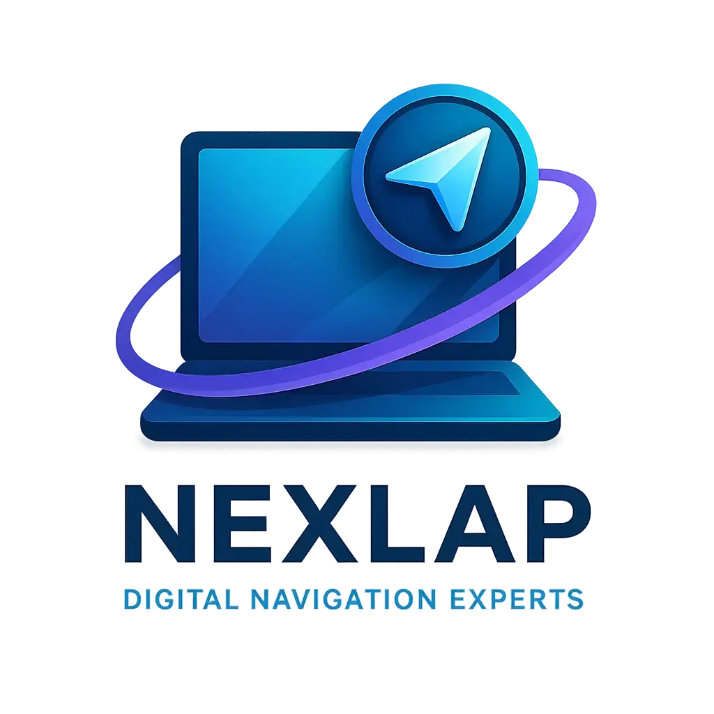 Modern Computer Logo template with laptop and navigation icon