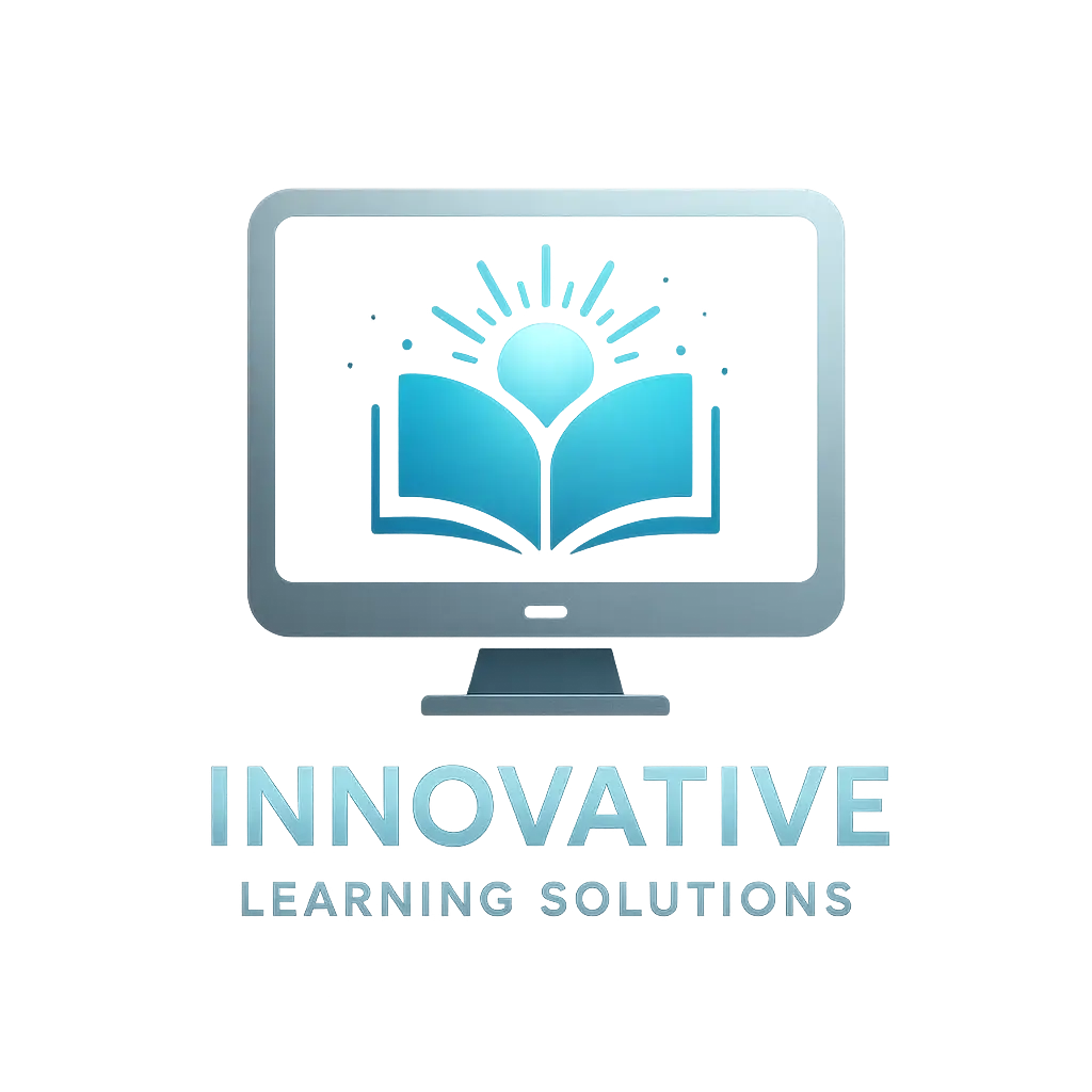 Stylized computer logo template with sunburst and book.