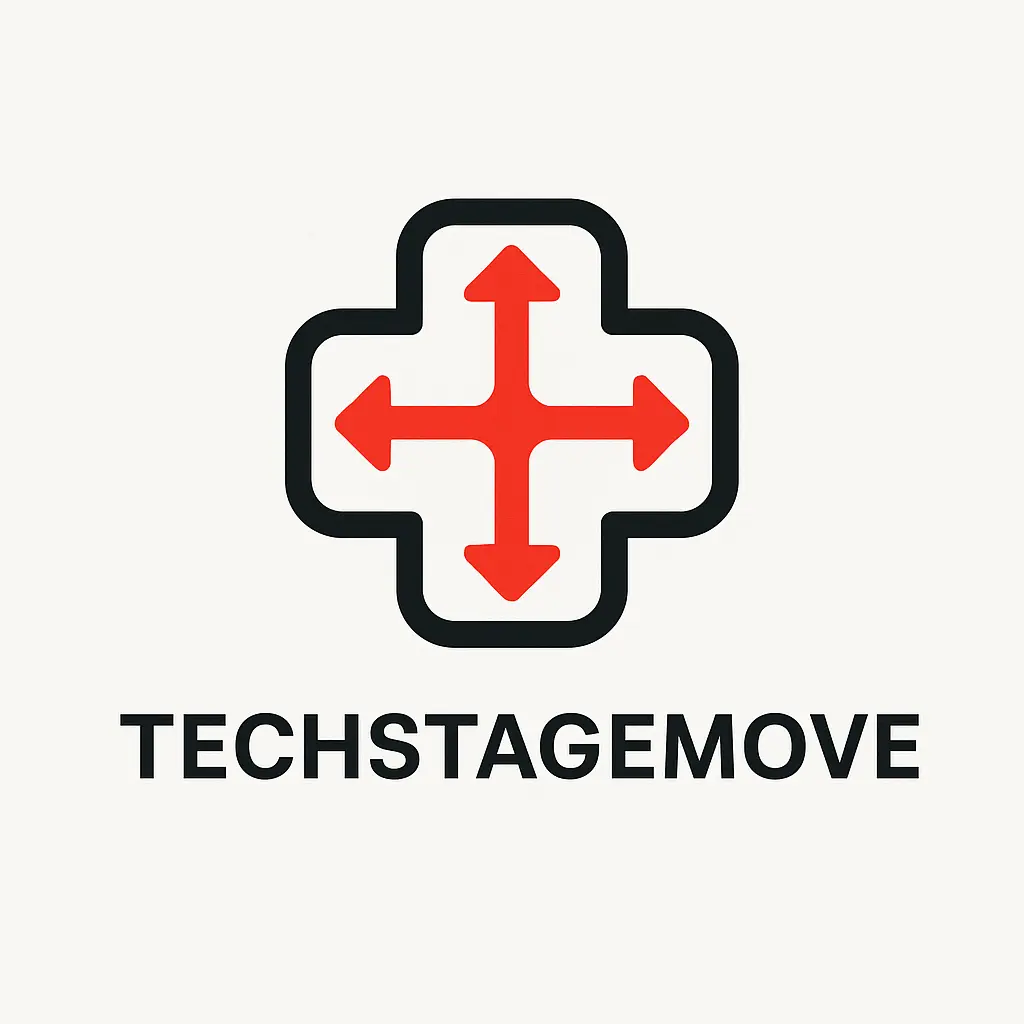 Minimalist Computer Logo template with red arrow.