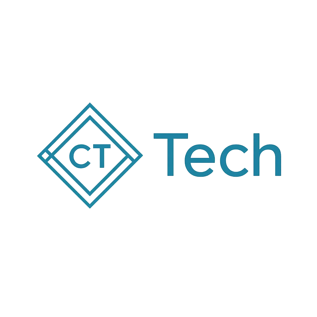 Computer Logo template with geometric diamond and modern 'CT' typography