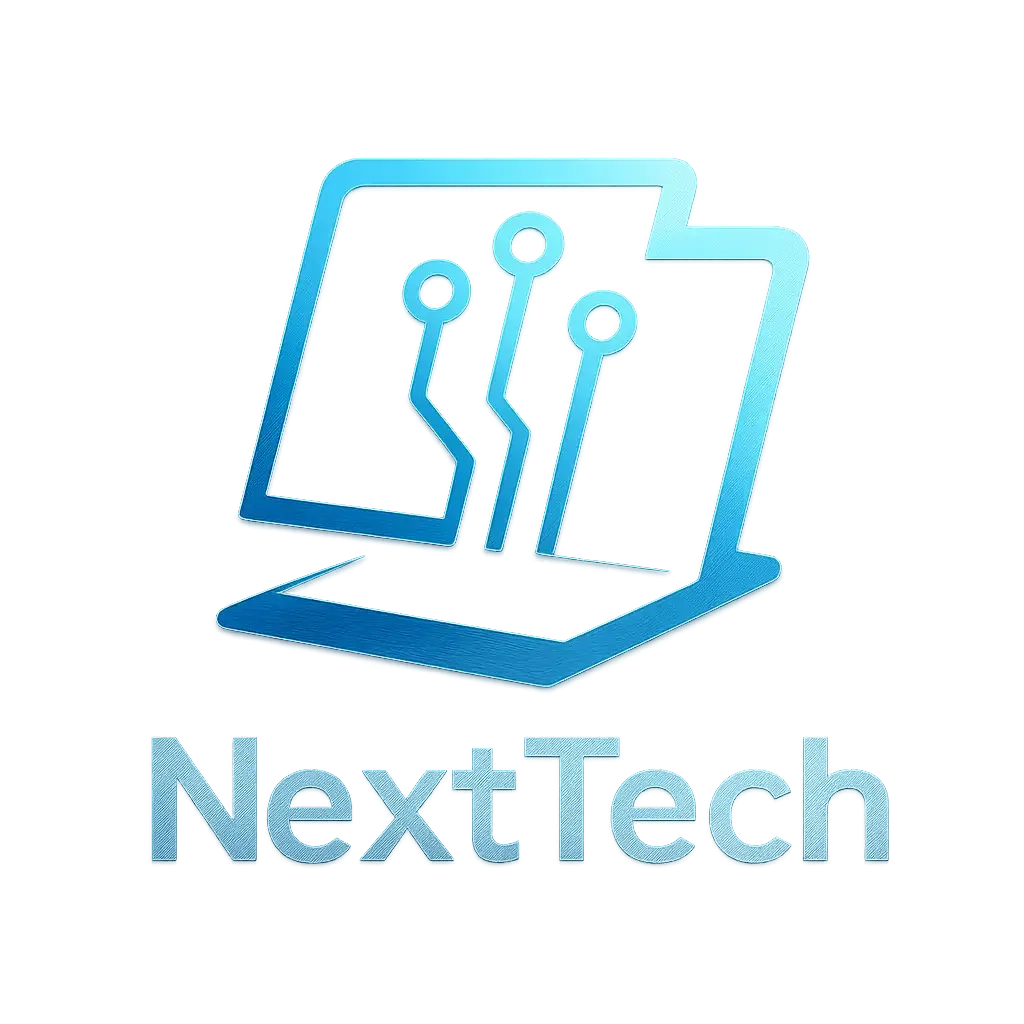 Futuristic Computer Logo template with tech symbols