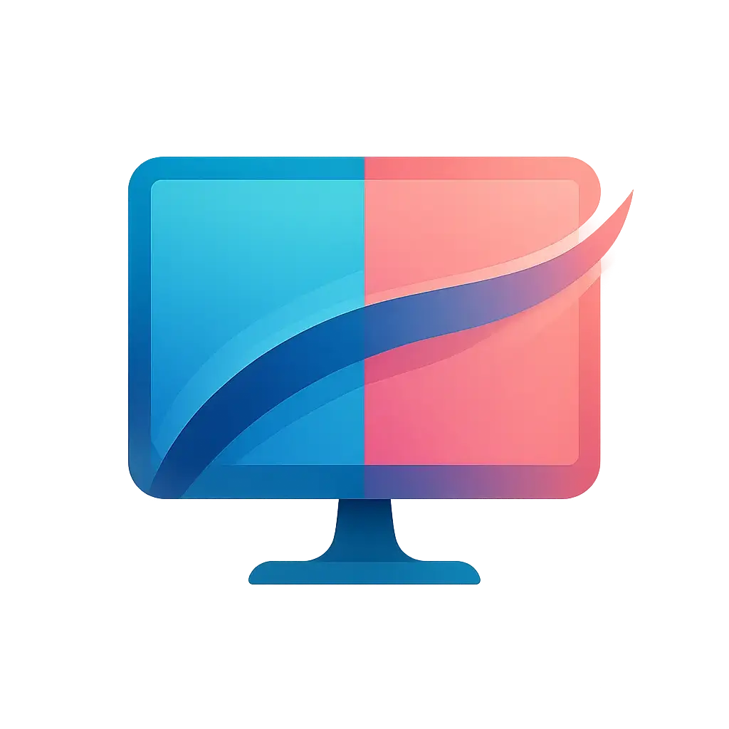 Modern Computer Logo template with gradient monitor and swoosh