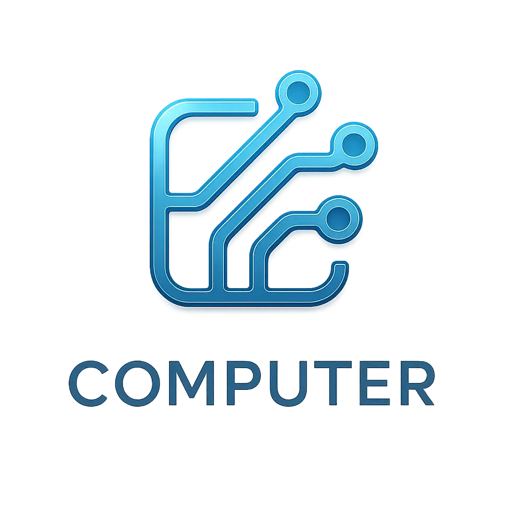 Computer Logo template with futuristic tech symbol and minimalist design