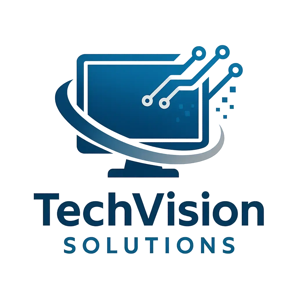 Stylized Computer Logo template with tech motifs