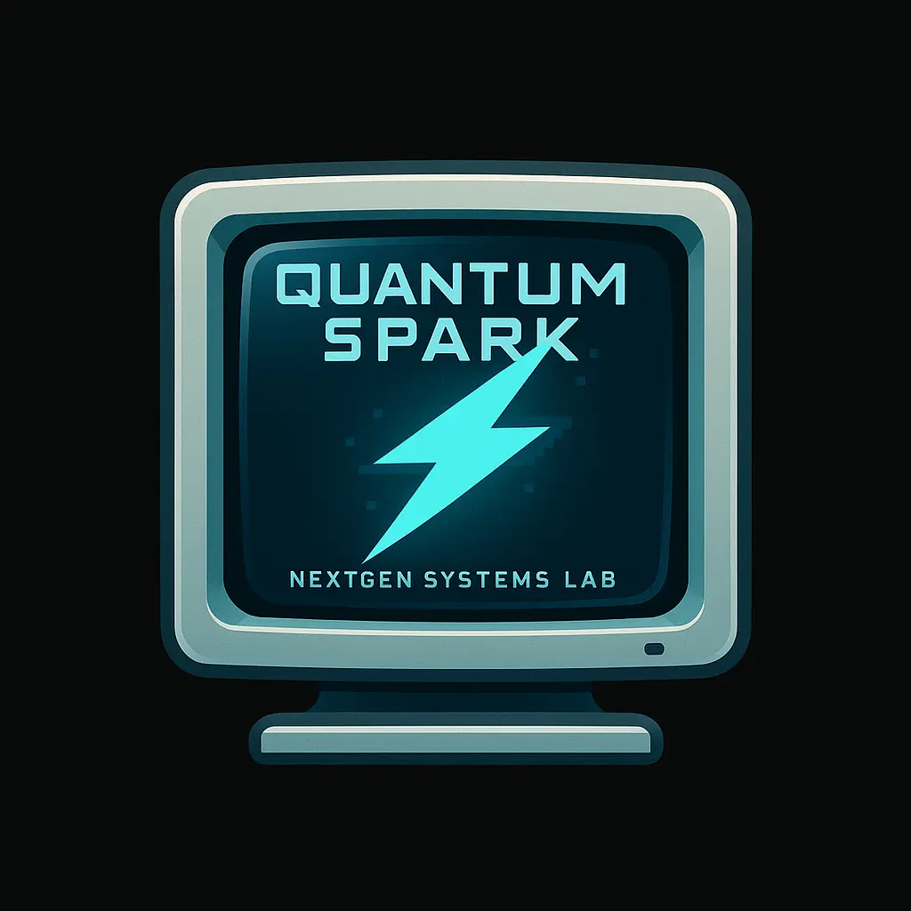 Computer Logo template with CRT monitor and pixel lightning