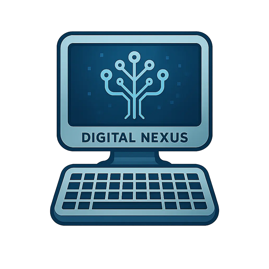 Clean Computer Logo template with tech tree icon