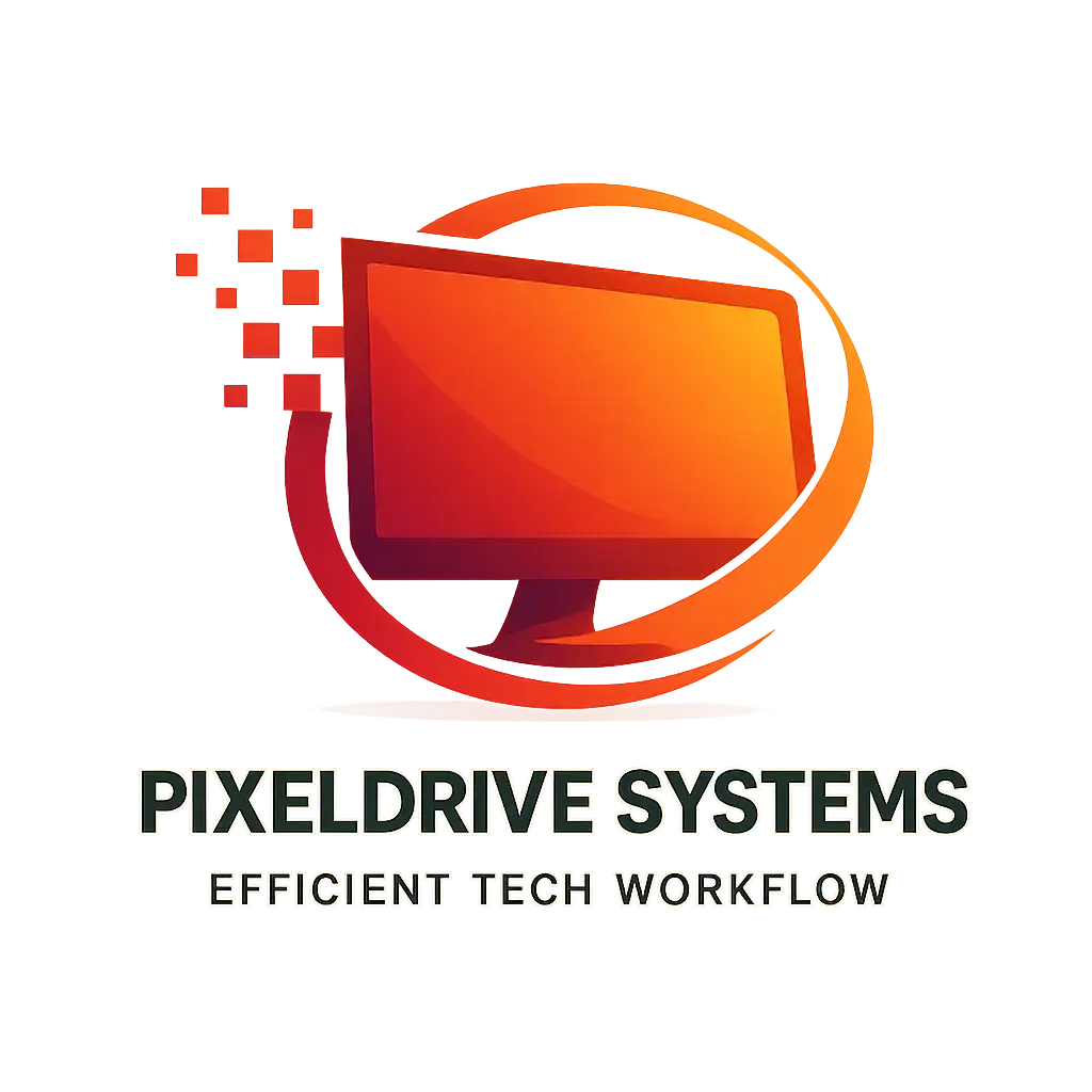 Modern Computer Logo template with pixel motion effect
