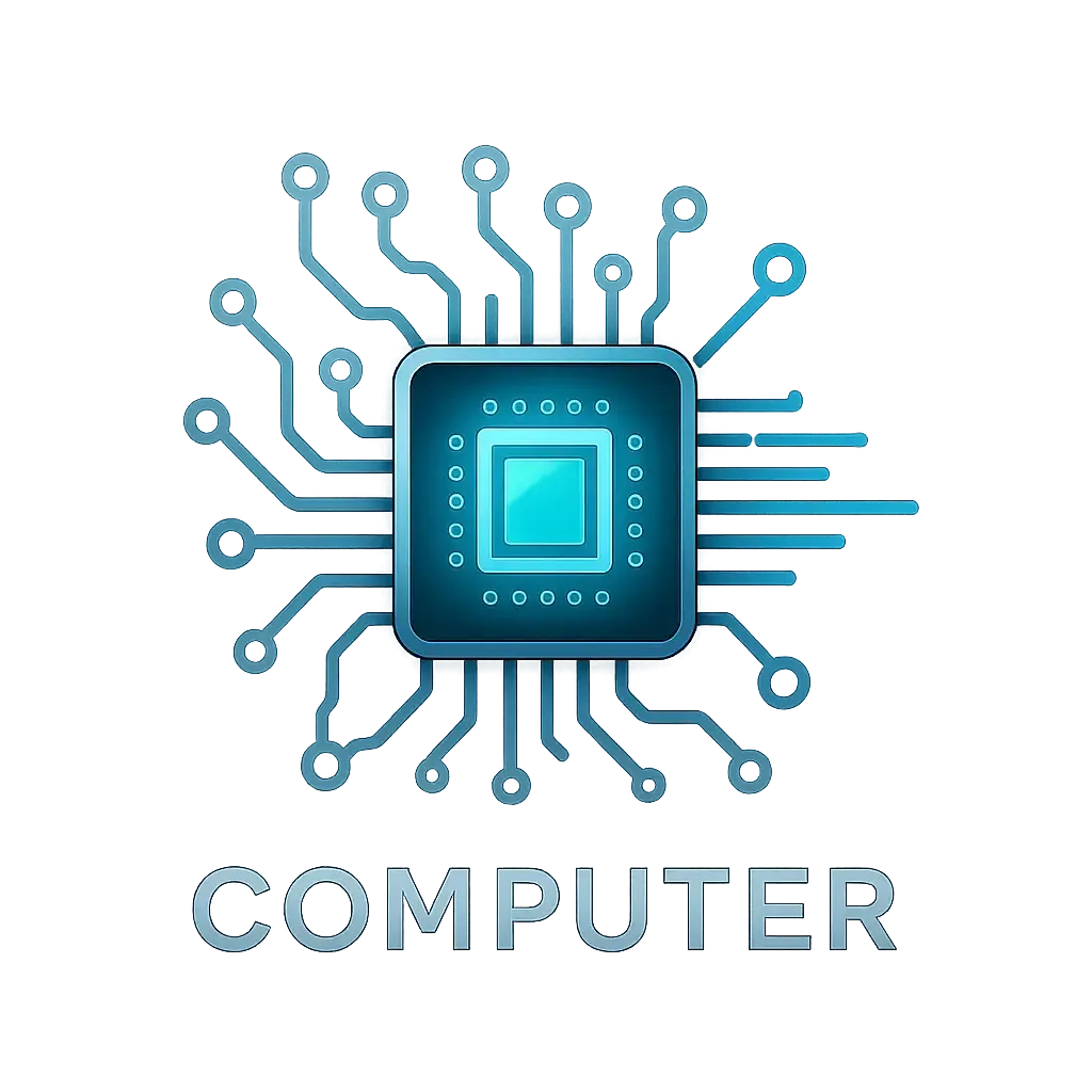Futuristic Computer Logo template with digital circuit design