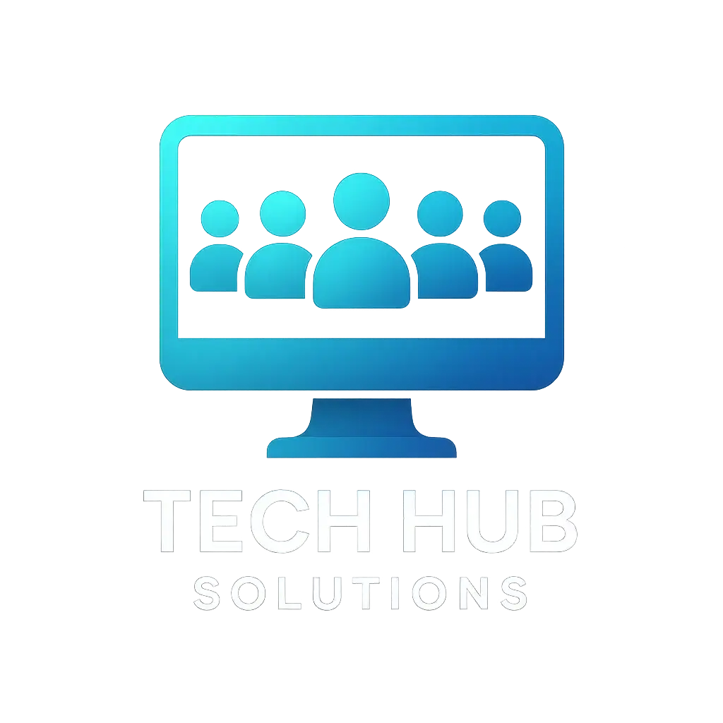 Computer Logo template with modern monitor and five icons