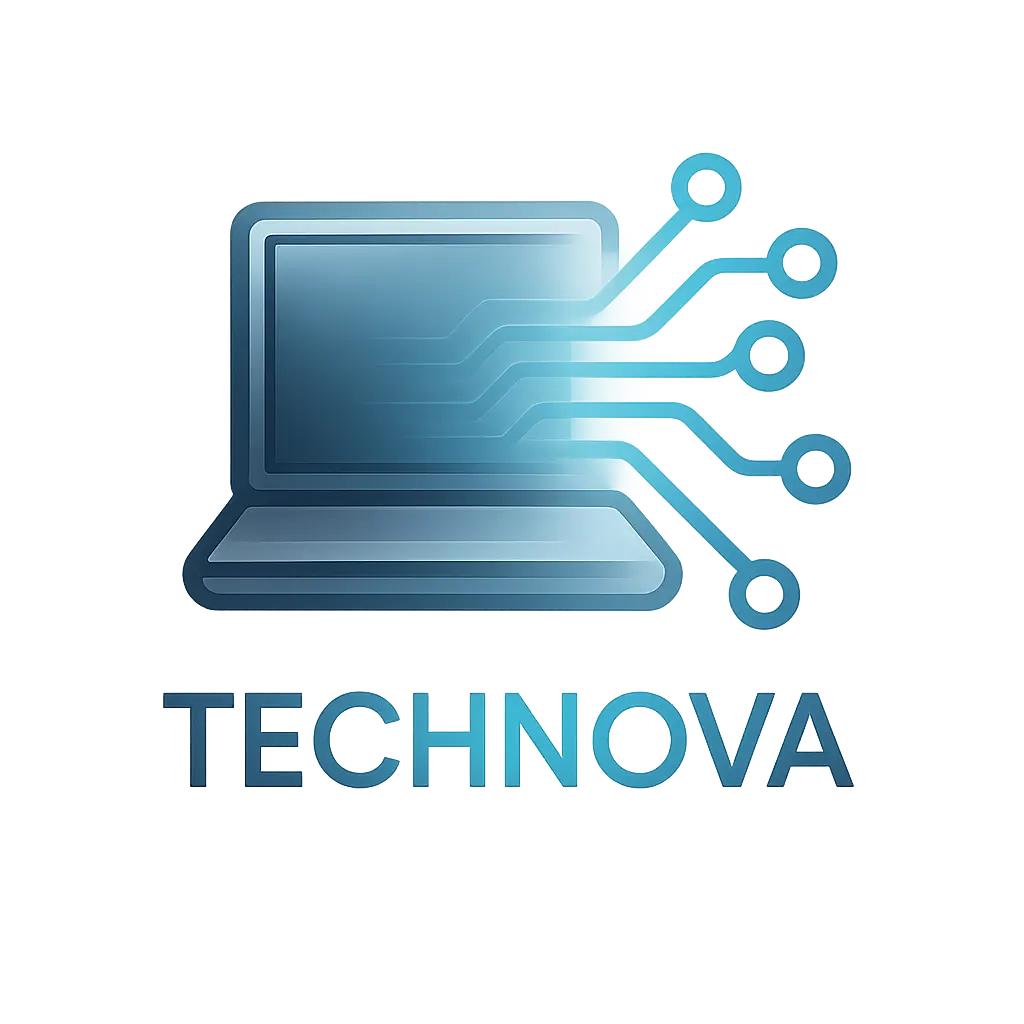 Minimalist Computer Logo template with sleek digital circuitry