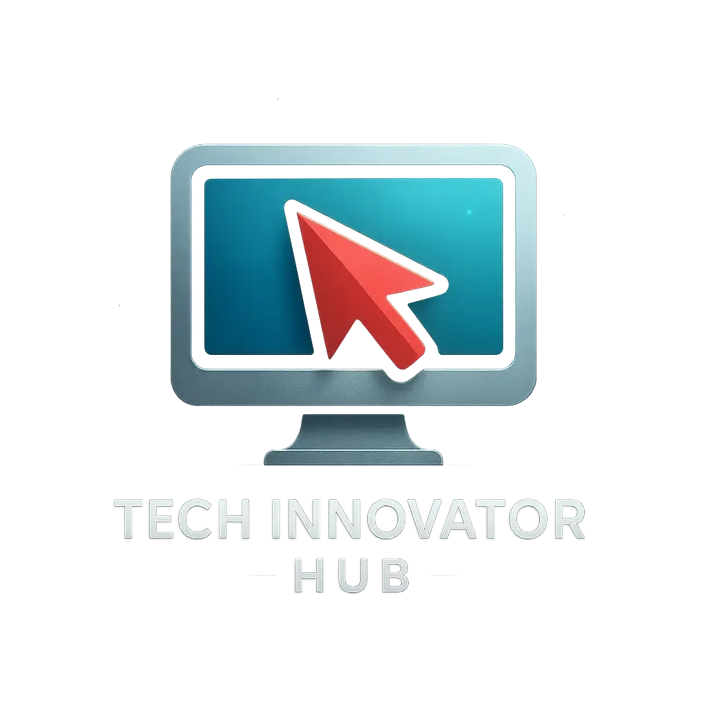 Minimalist Computer Logo template with monitor and arrow