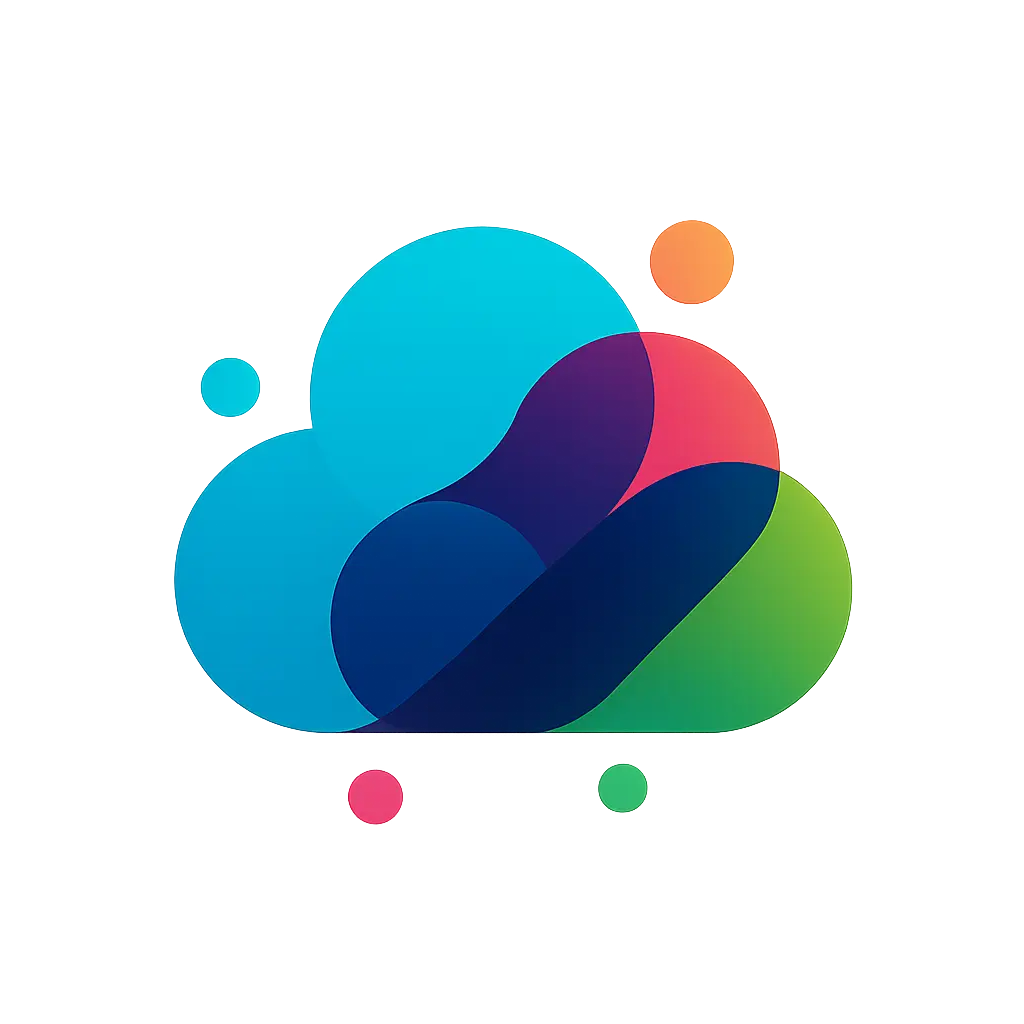 Colorful abstract Computer Logo template with tech cloud shapes