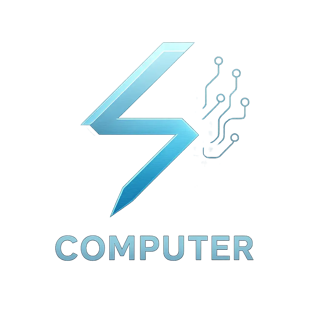 Futuristic Computer Logo template with abstract tech symbol