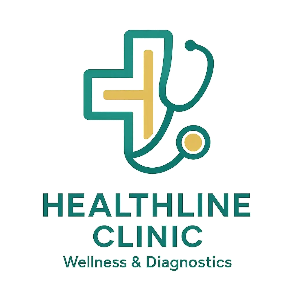 Doctor Logo template with teal cross and gold stethoscope