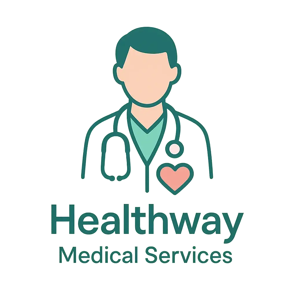 Doctor Logo template with stethoscope, heart, and clean typography