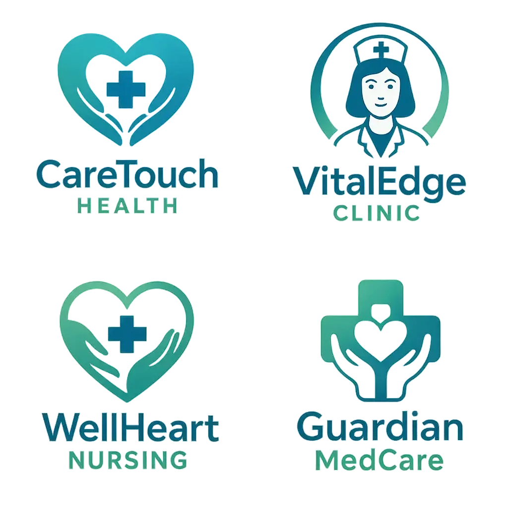 Modern Doctor Logo template with hearts, hands, and crosses