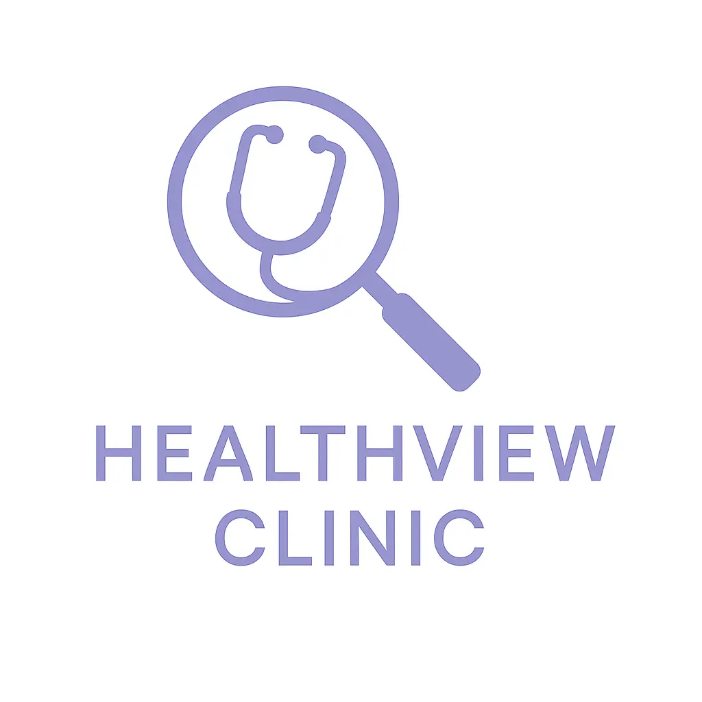 Minimalist Doctor Logo template with stethoscope in magnifying glass