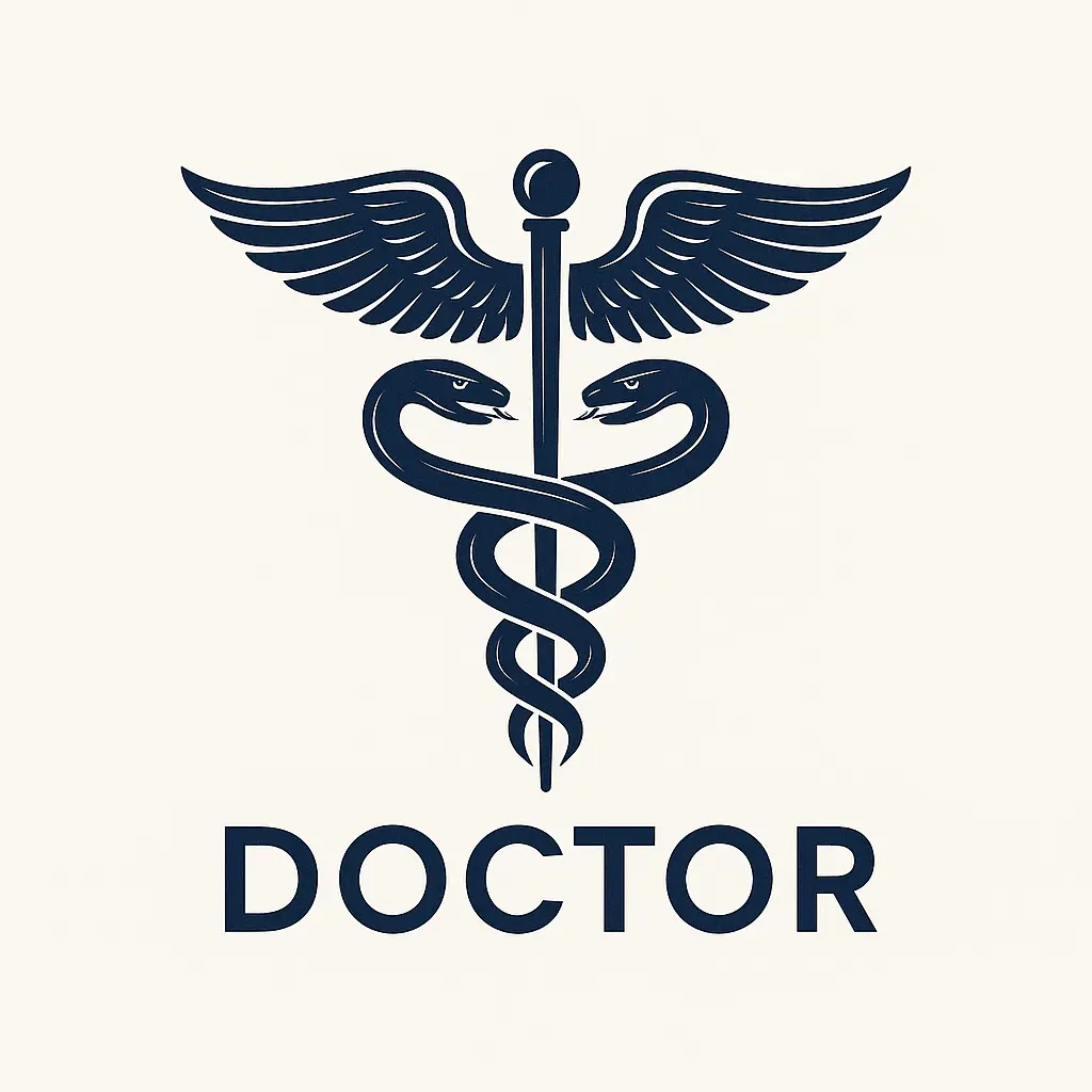 Doctor Logo template featuring a caduceus symbol with serpents and wings