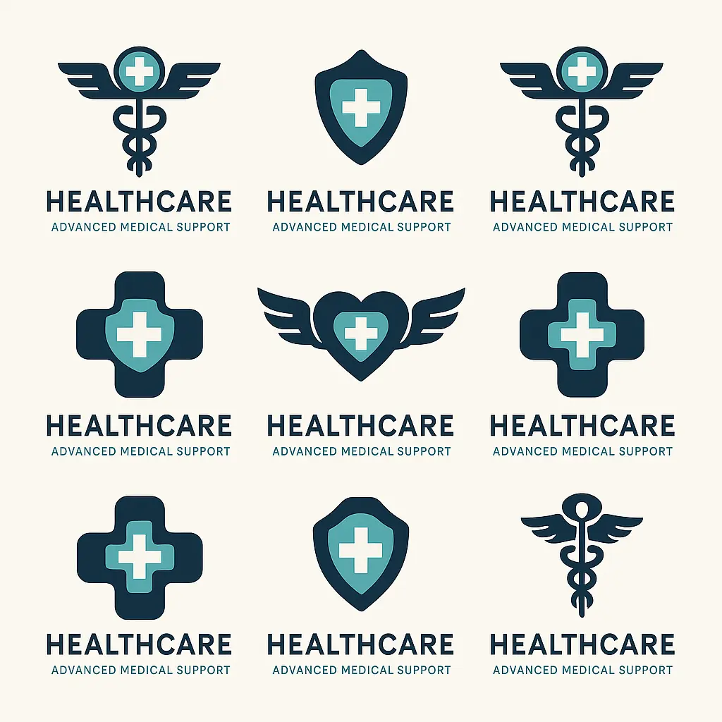 Modern Doctor Logo template with nine unique medical icons