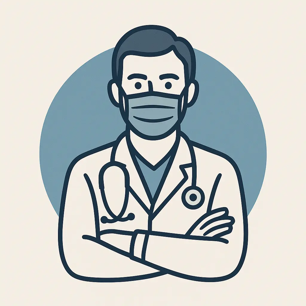 Doctor Logo template with masked figure and stethoscope