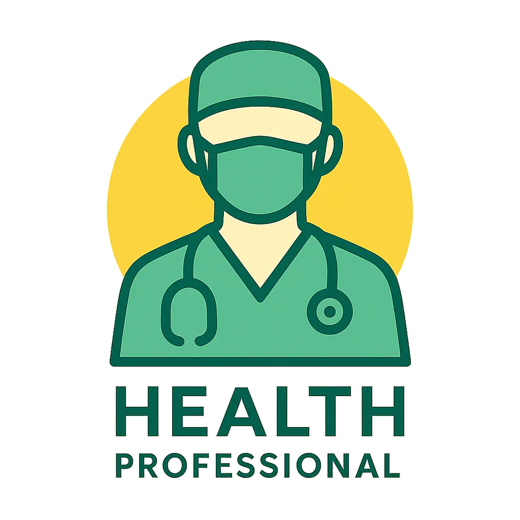 Doctor Logo template with a green doctor figure and yellow background