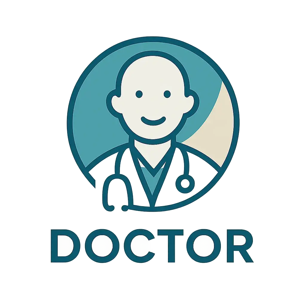 Doctor Logo template with modern, minimalist doctor figure and stethoscope