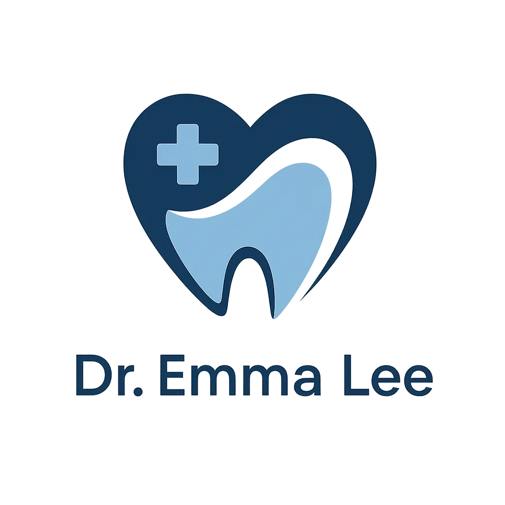 Doctor Logo template featuring heart and cross symbol for dental clinic