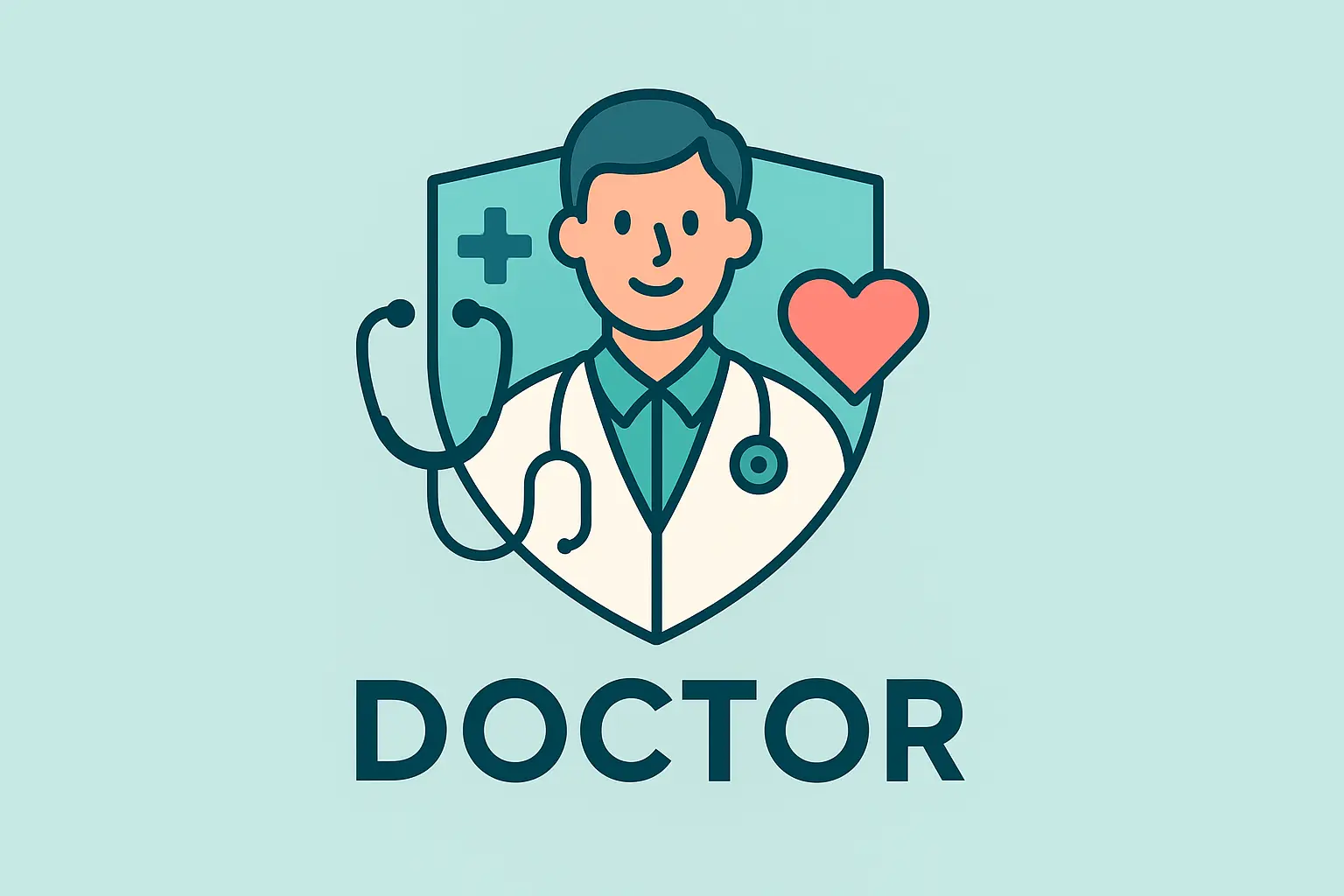 Modern Doctor Logo template with shield and doctor figure