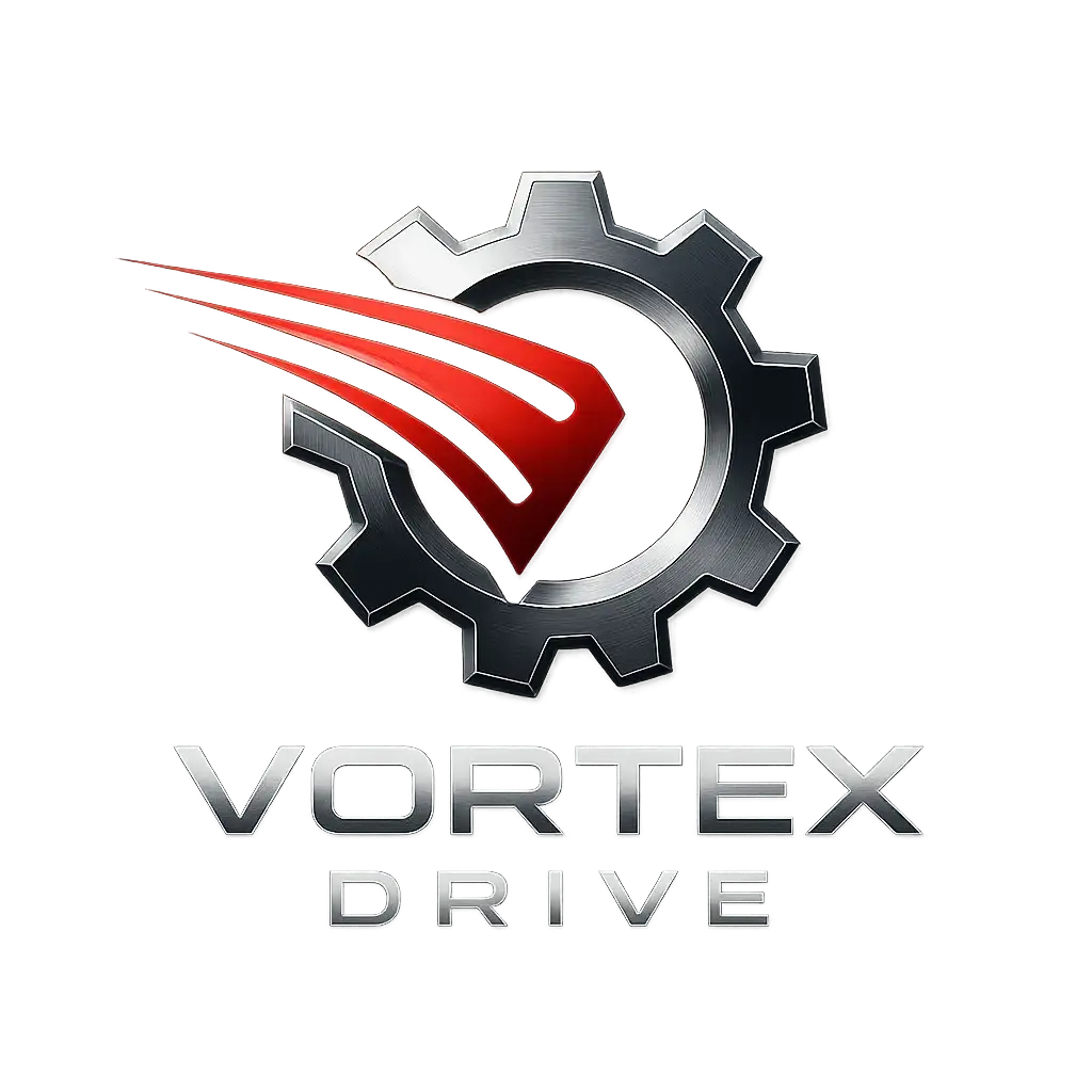 Automotive Logo template featuring abstract gear and 'Vortex Drive' text