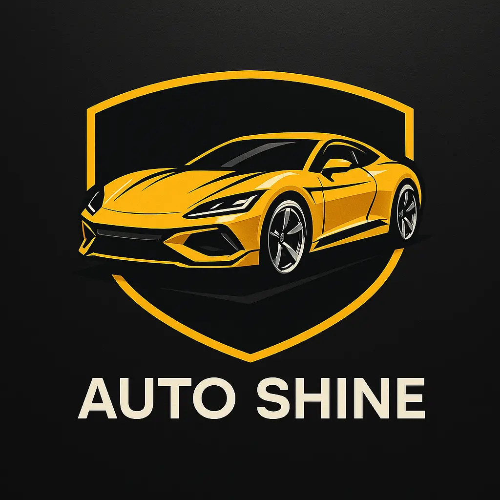 Automotive Logo template with dynamic yellow car and sleek design