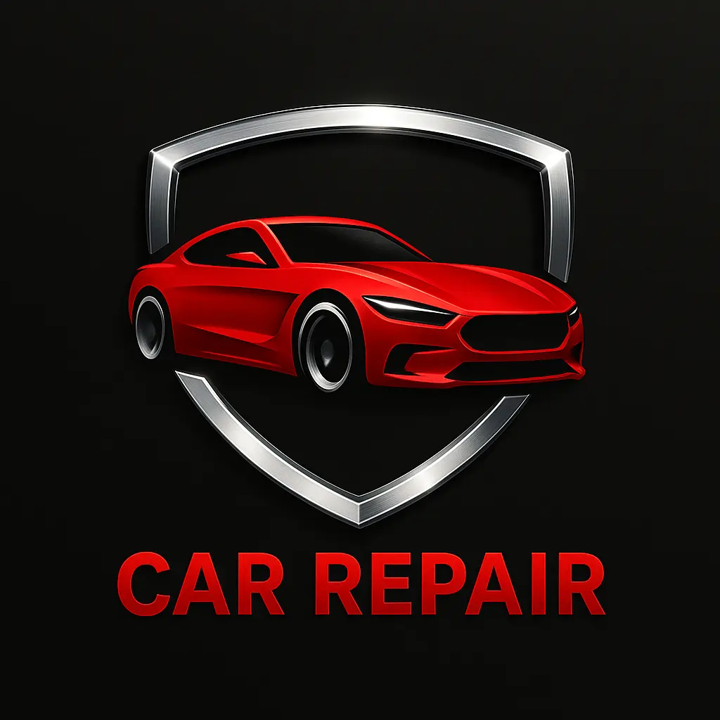 Automotive Logo template featuring a red car and gear design