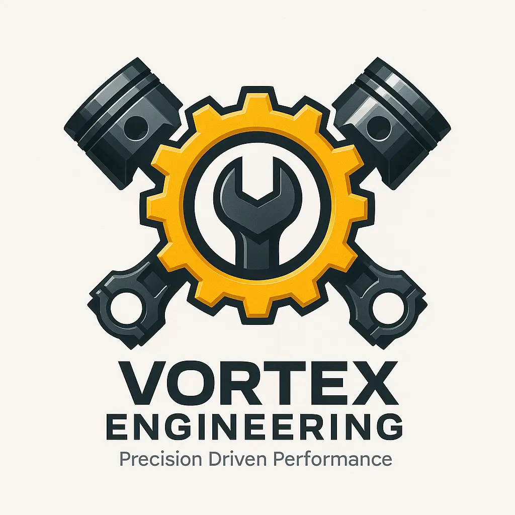 Automotive Logo template with gear, pistons, and wrench