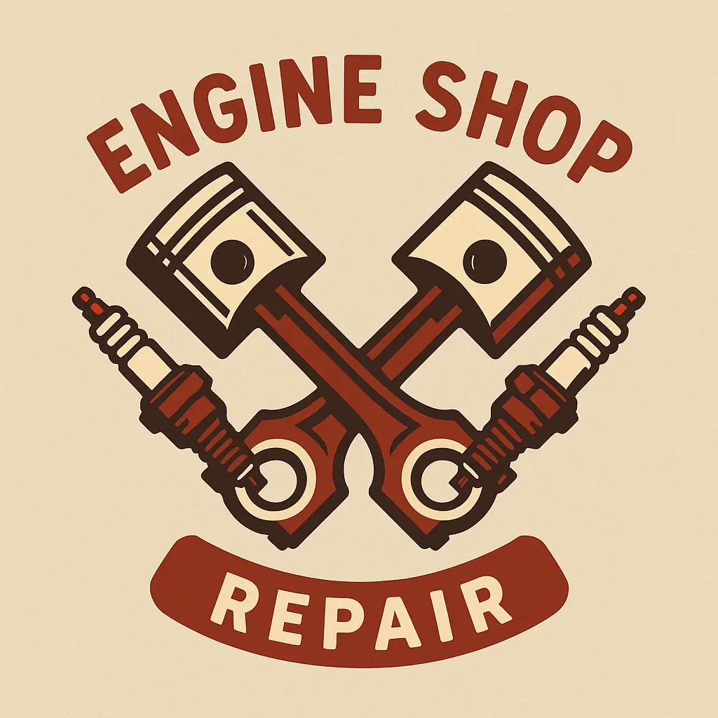 Automotive Logo template with crossed pistons and spark plugs
