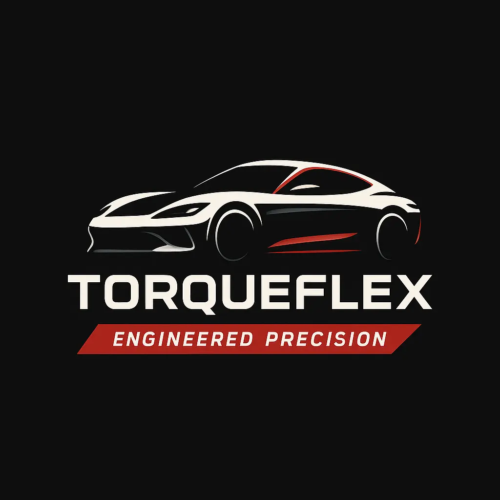 Automotive Logo template with red sports car silhouette and bold text