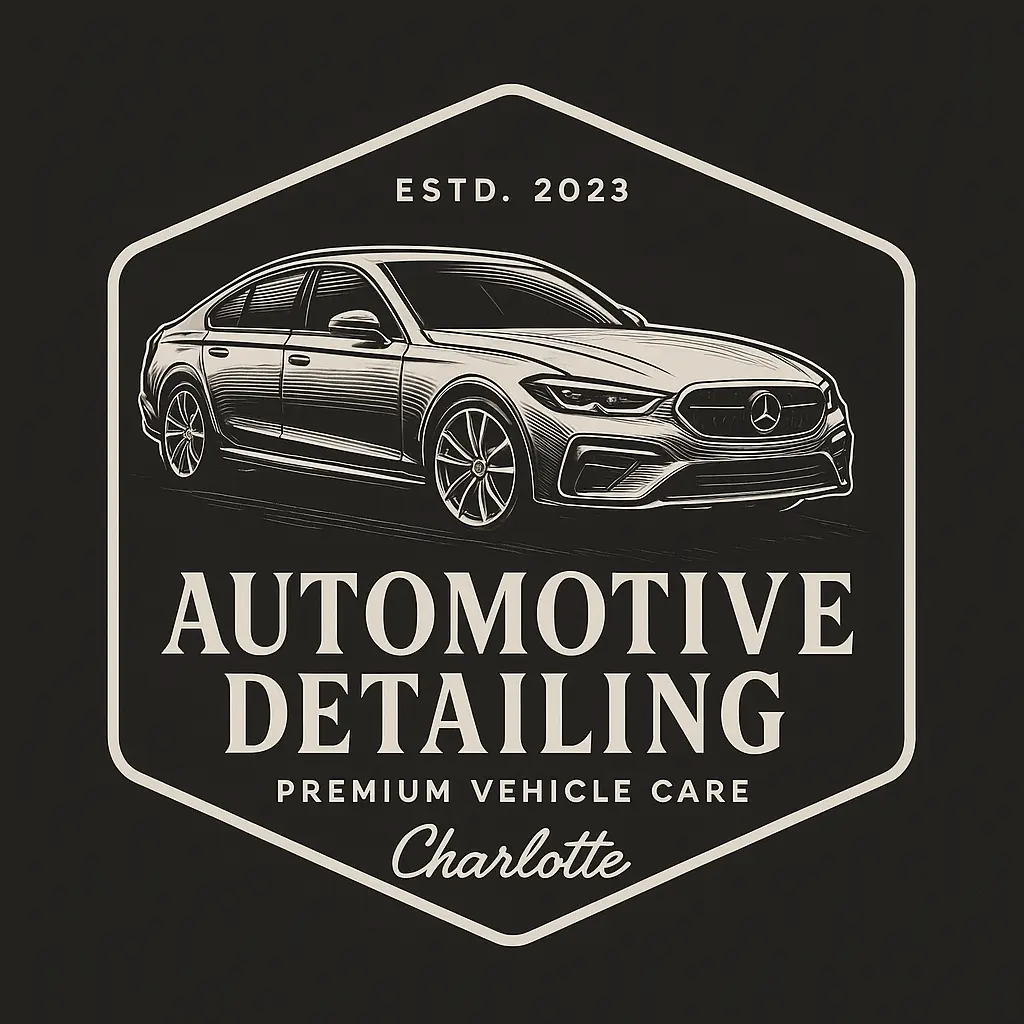 Automotive Logo template with luxury sedan and bold vintage text