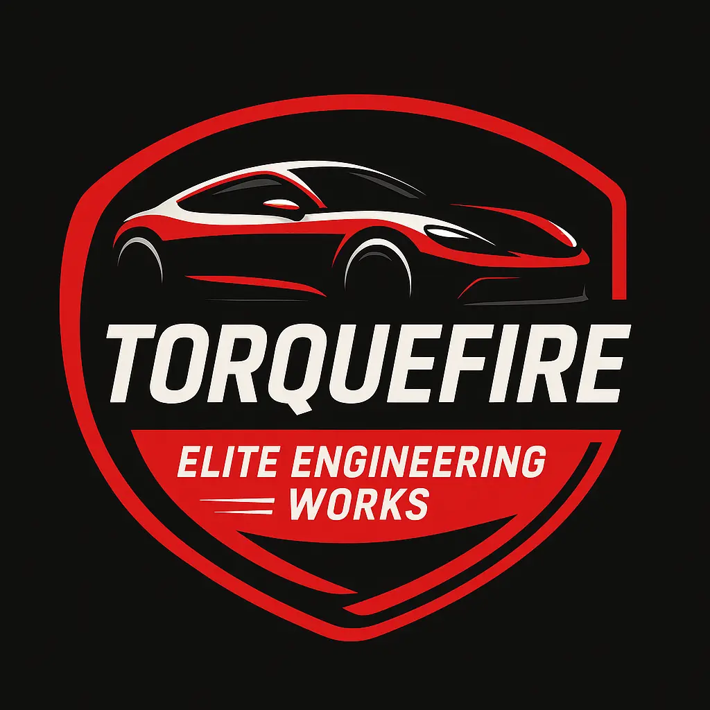 Automotive Logo template with red car silhouette and bold text