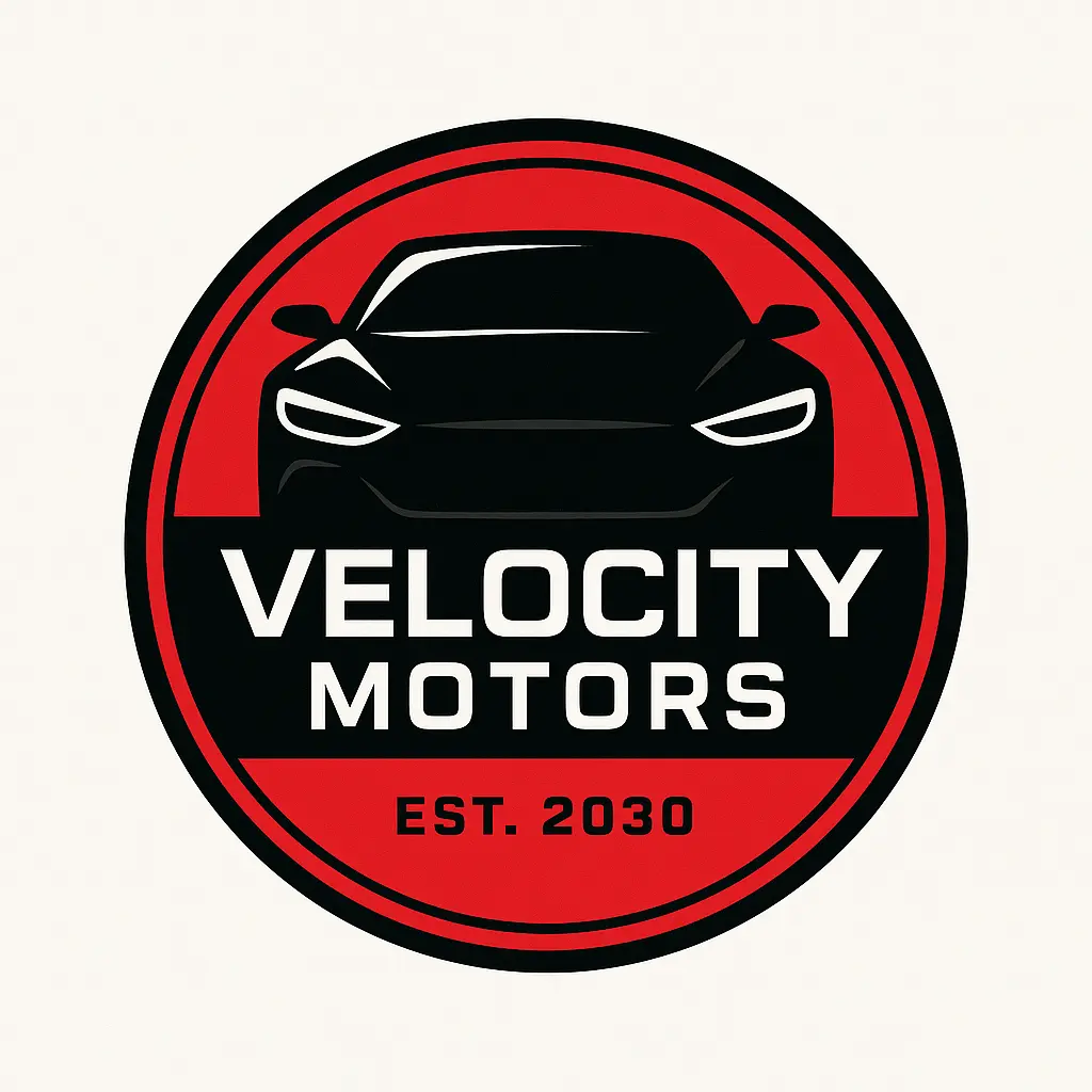 Minimalist Automotive Logo template with red-black car silhouette