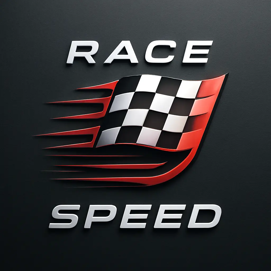 Automotive Logo template featuring a dynamic racing flag and motion lines