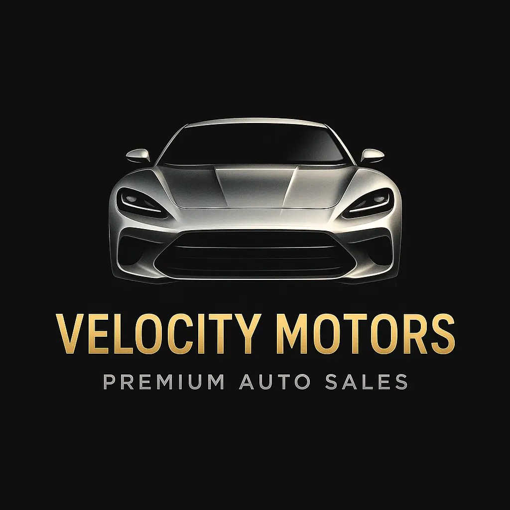 Automotive Logo template with sleek silver car and gold text