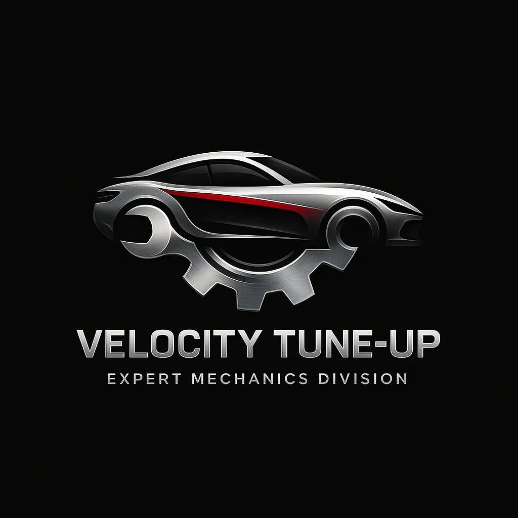 Sleek car and gear Automotive Logo template in red and silver