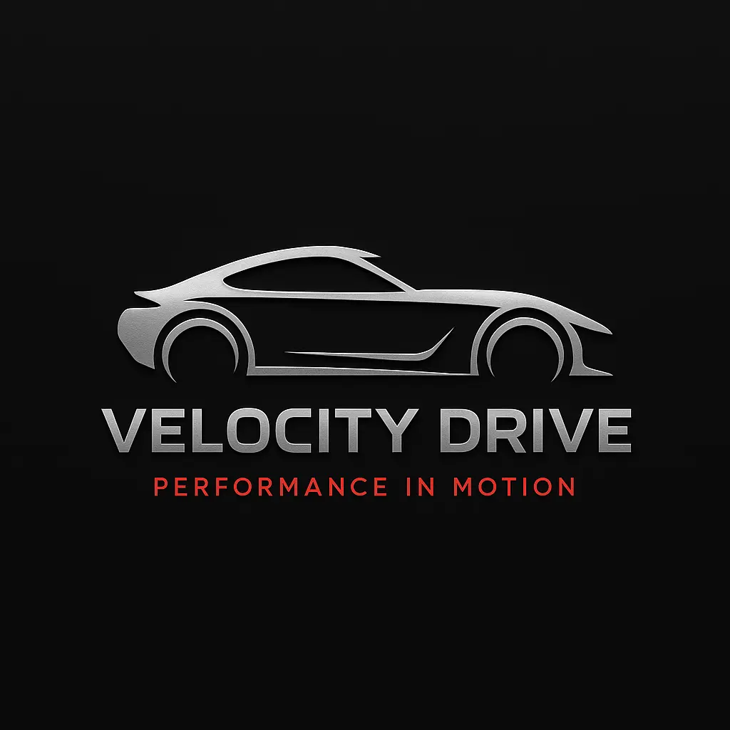 Automotive Logo template with sleek silver car and red accents