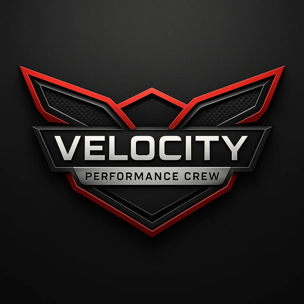 Automotive Logo template with red wings and bold silver text