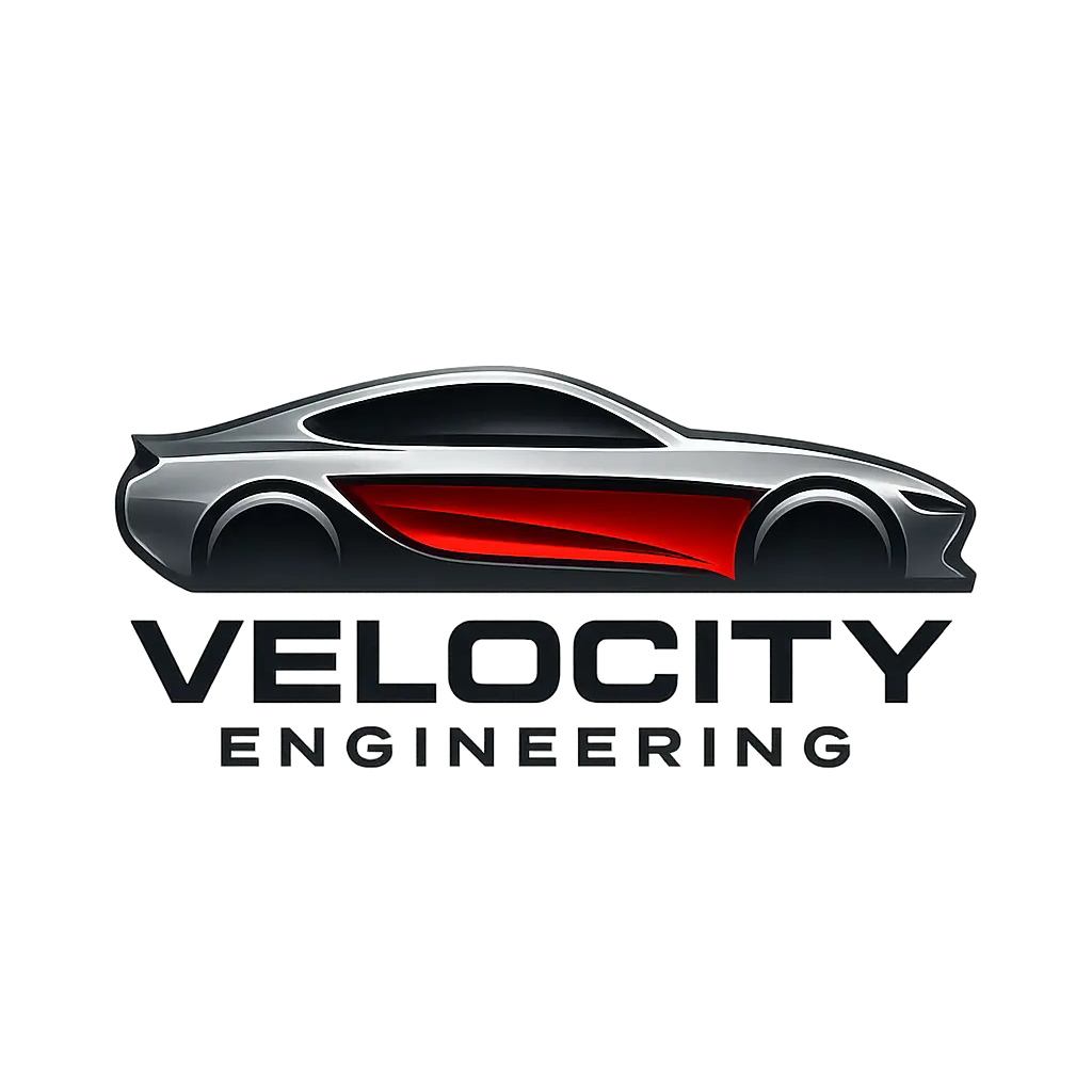 Automotive Logo template with car silhouette and 'Velocity Engineering' text
